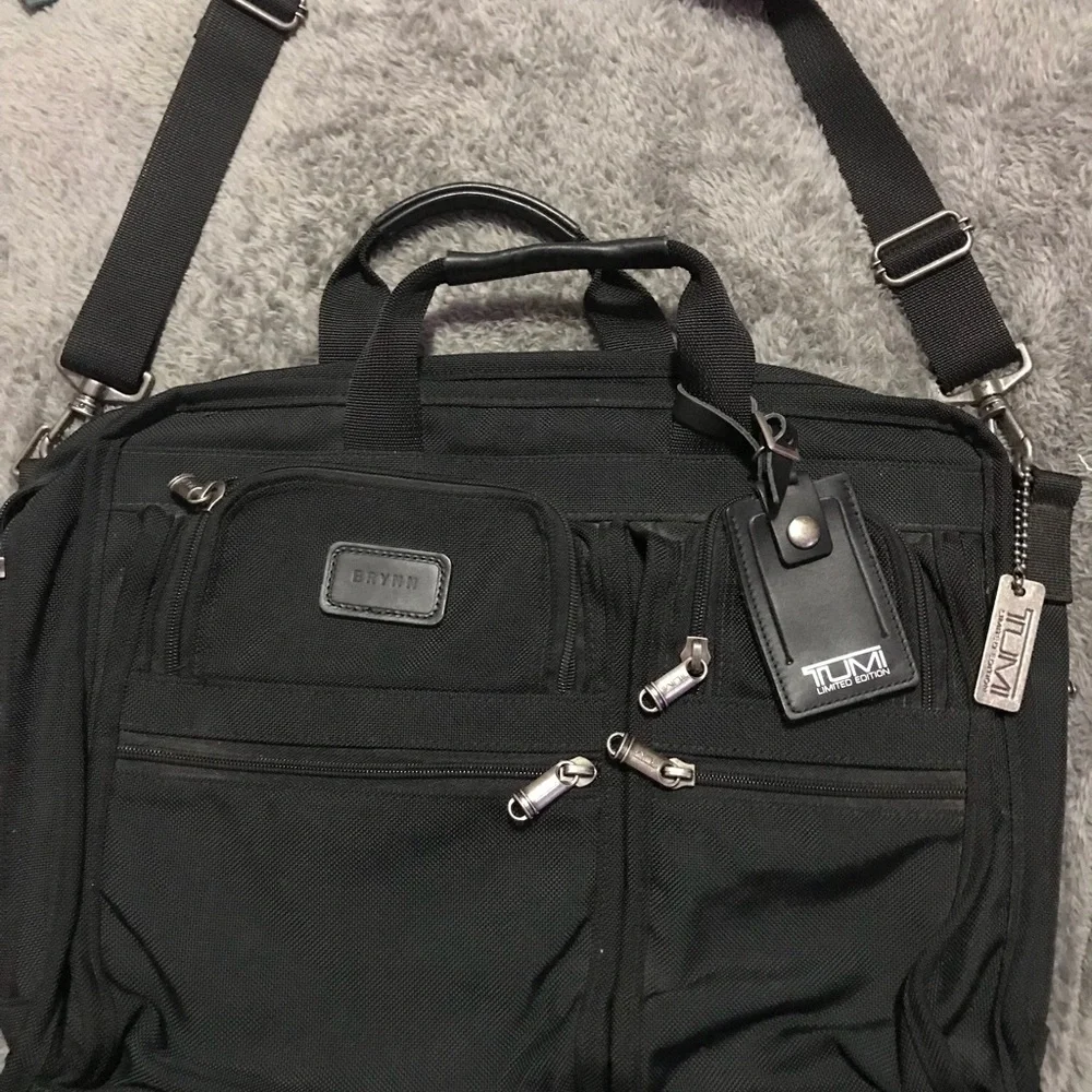 Tumi Black Nylon Laptop Briefcase with Shoulder Strap